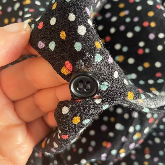 Reformation Long Sleeve Samantha Black Multicolor Mini Dot Dress Size 6 - Picture 9 of 10
